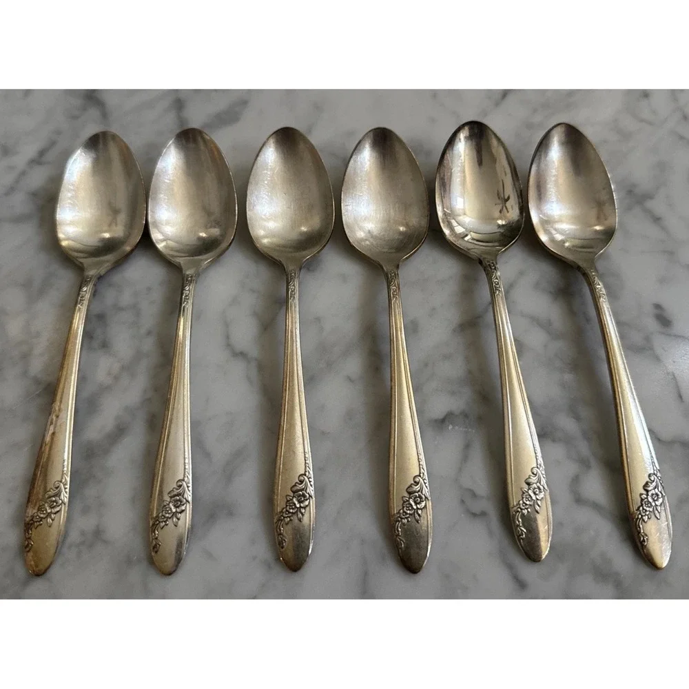 ONEIDA Community QUEEN BESS II Silverplate Flatware Lot Of 6 Teaspoons